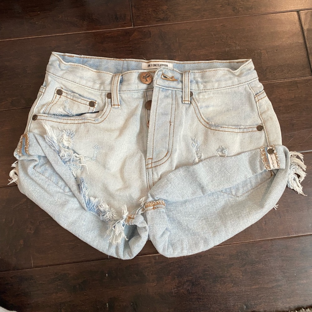 One Teaspoon Light Denim Shorts